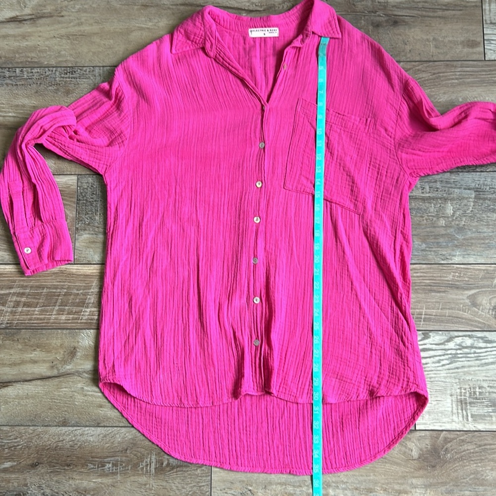 Electric & Rose Boyfriend Gauze Oversized Shirt Small Irregular - Picture 12 of 12